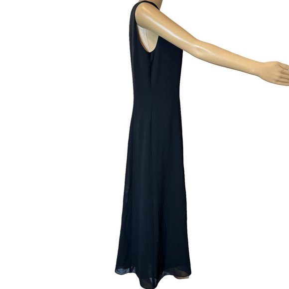 Danny & Nicole Maxi Dress Size 10 Black Lined Zip Back Sleeveless - Picture 3 of 15